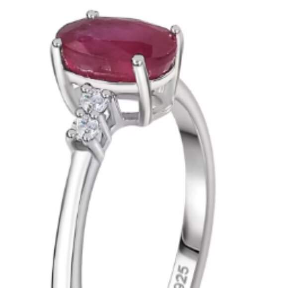 Orissa Rhodolite Garnet, White Zircon Ring , Pendant and Earrings - Picture 6 of 6